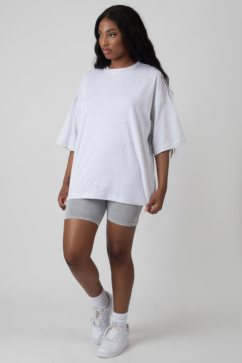 EXPOSED SEAM OVERSIZED T SHIRT OATMEAL MARL