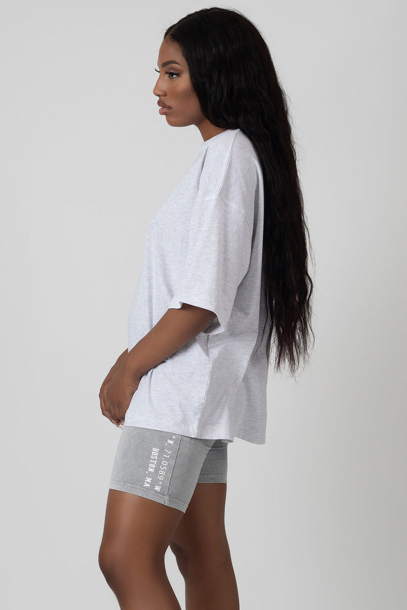 EXPOSED SEAM OVERSIZED T SHIRT OATMEAL MARL