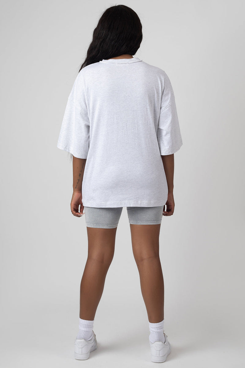 EXPOSED SEAM OVERSIZED T SHIRT OATMEAL MARL