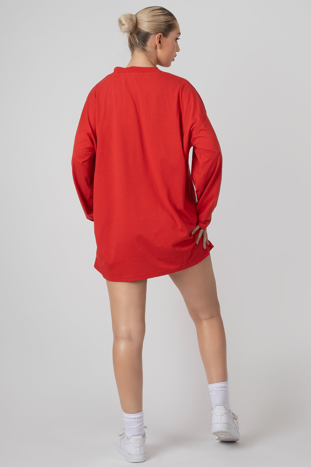 COLUMBIA SLOGAN LONG SLEEVED T-SHIRT DRESS RED