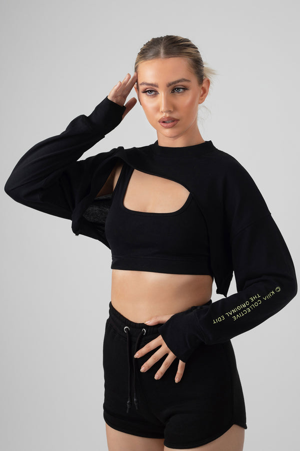 LAYERED CROPPED T-SHIRT BLACK