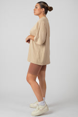 TONAL EMBROIDERED TEE STONE