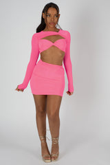 SLINKY SKIRT AND TOP CO-ORD NEON PINK