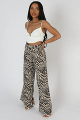 ZEBRA PRINT TAILORED TROUSERS STONE