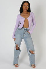 KAIIA TRIM RIBBED TOP LILAC