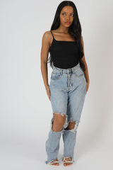 MESH RUCHED BODYSUIT BLACK