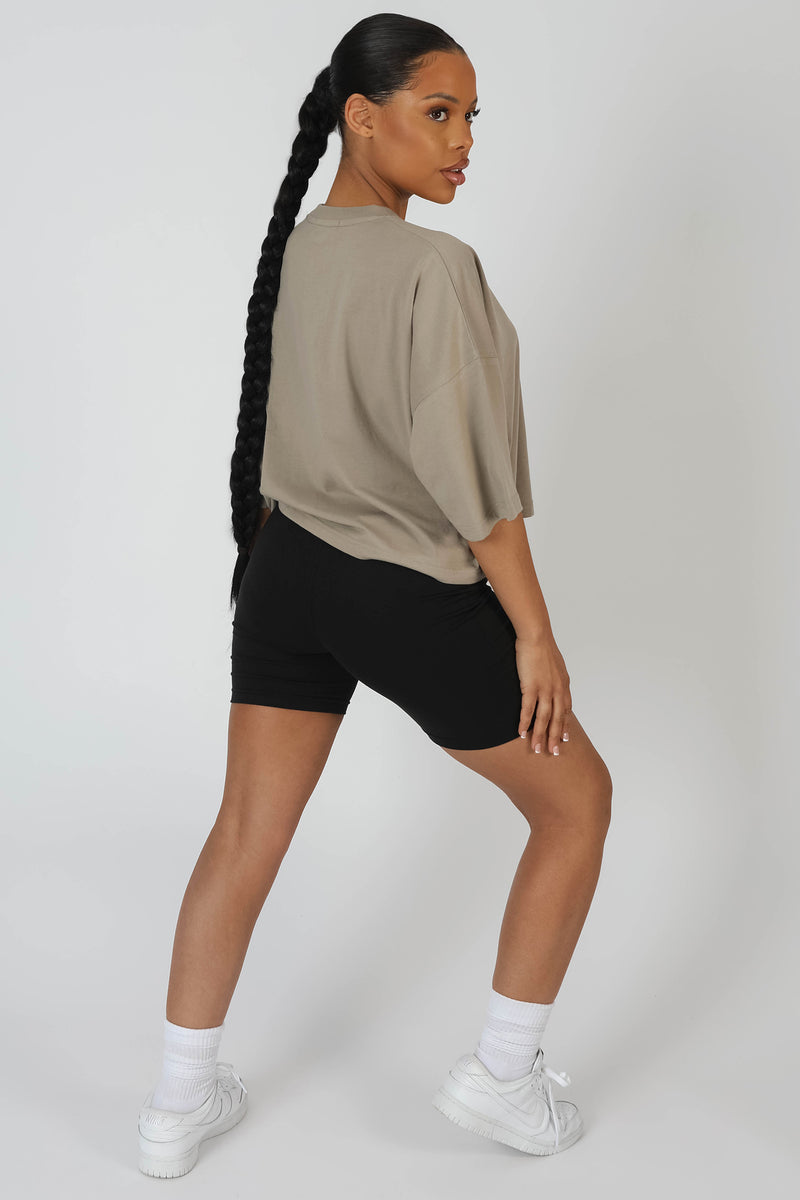 OVERSIZED FIT QR DETAIL CROPPED T-SHIRT ELM