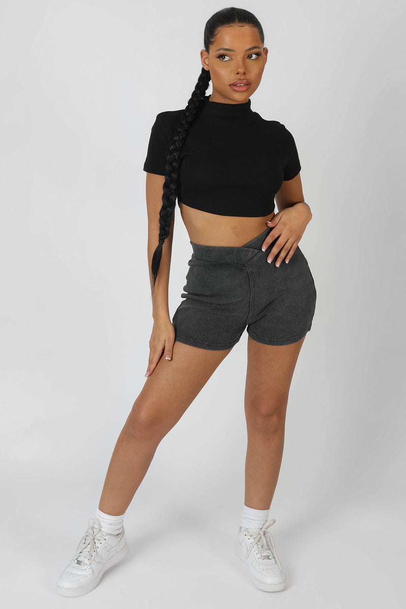 V FRONT CYCLING SHORTS CHARCOAL