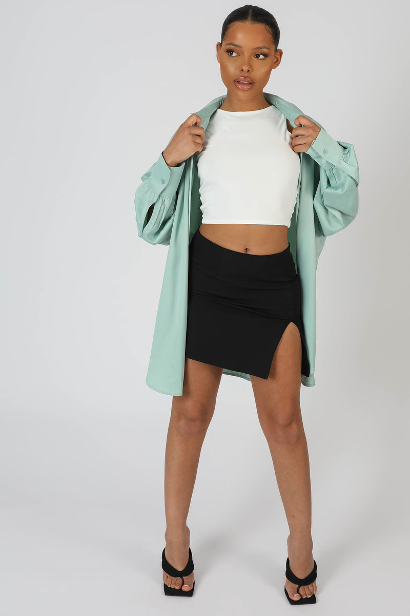 SATIN OVERSIZED SHIRT MINT