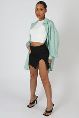 SATIN OVERSIZED SHIRT MINT