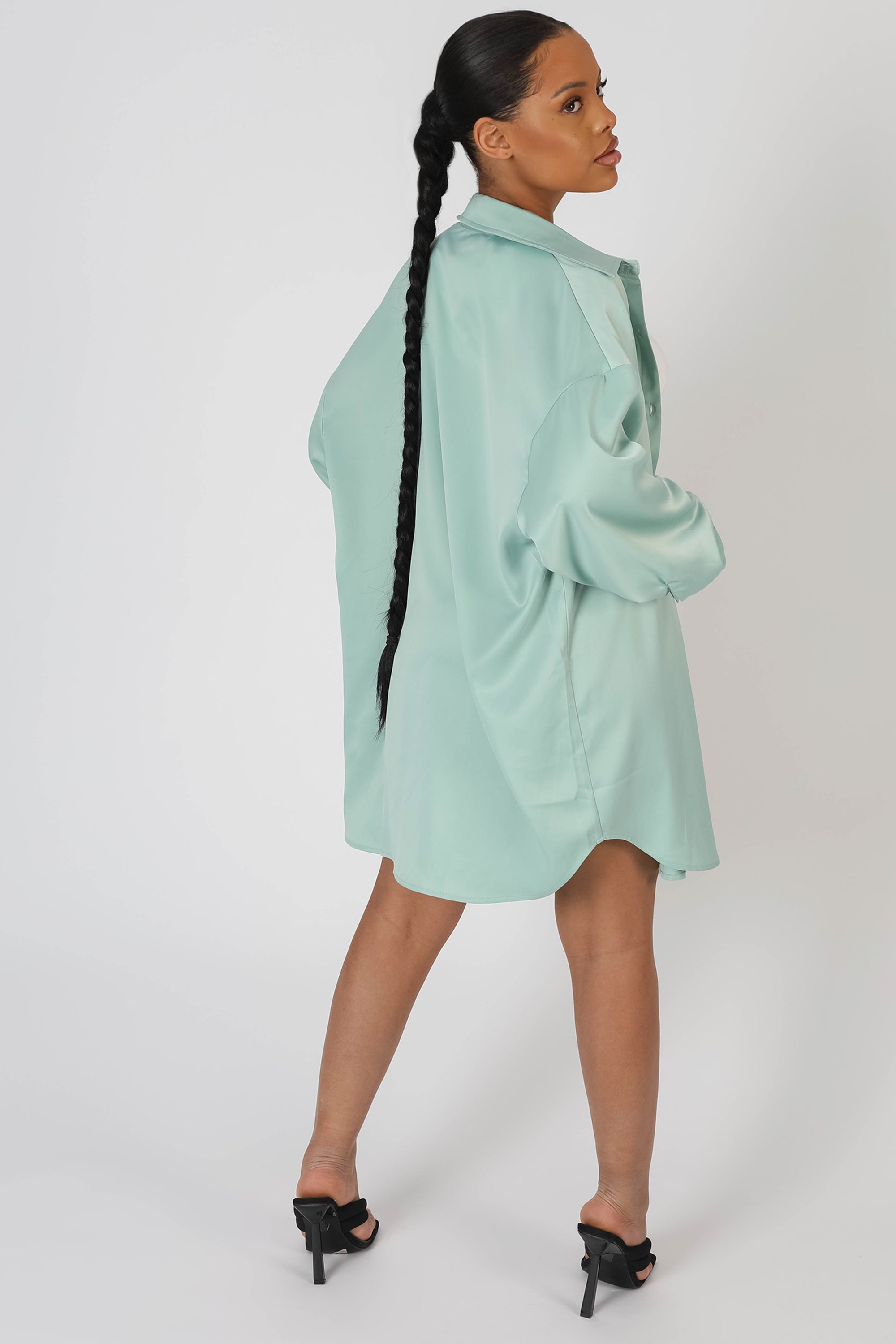 SATIN OVERSIZED SHIRT MINT