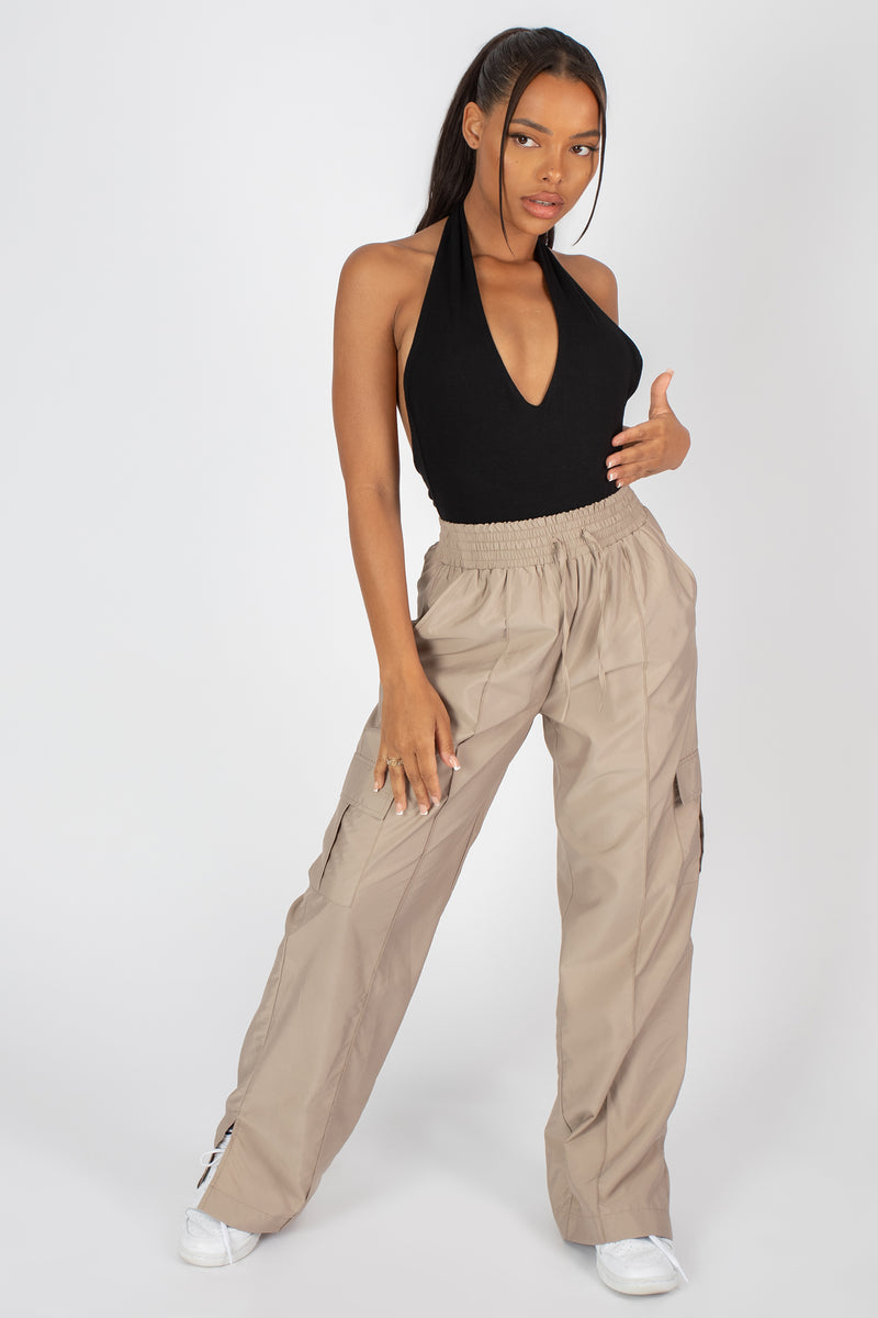 SPLIT HEM CARGO TROUSERS STONE