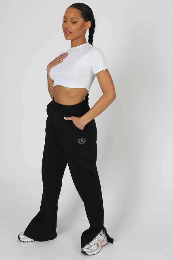 KAIIA TONAL EMBROIDERED JOGGERS BLACK