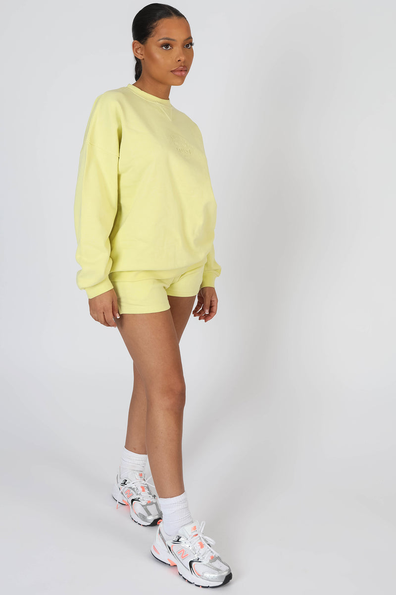 AMALFI COAST EMBROIDERED OVERSIZED SWEATSHIRT LEMON