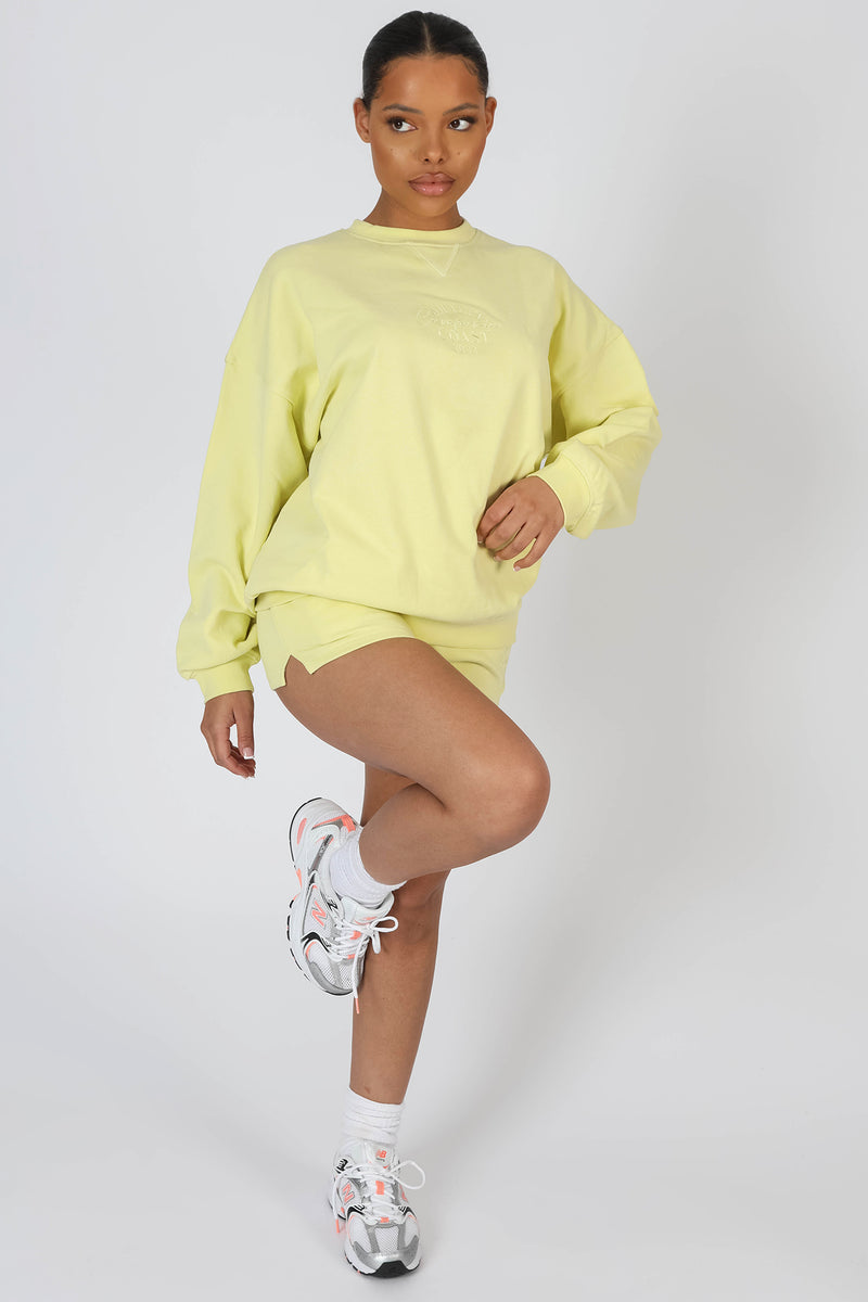 AMALFI COAST EMBROIDERED OVERSIZED SWEATSHIRT LEMON