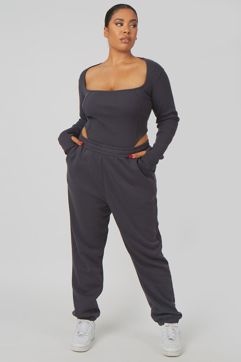 CURVE EXTREME HIGH LEG BODYSUIT DARK GREY