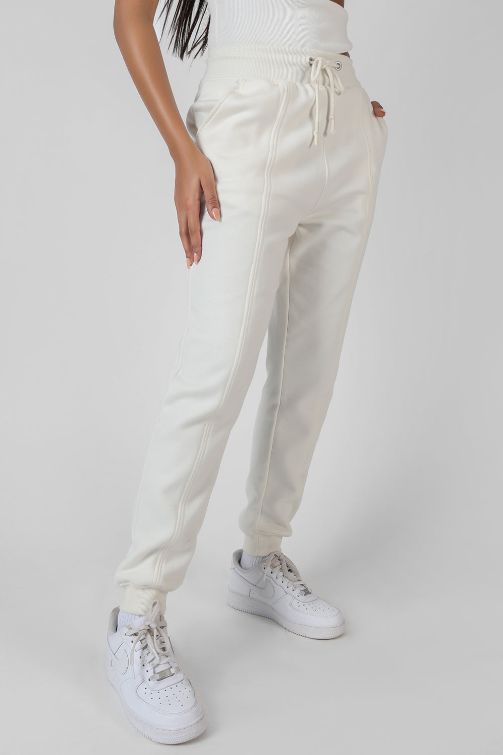OVERSIZED FIT SEAM FRONT 90S JOGGERS ECRU