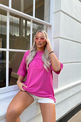 PHILADELPHIA EMBROIDERED T SHIRT DRESS MAGENTA