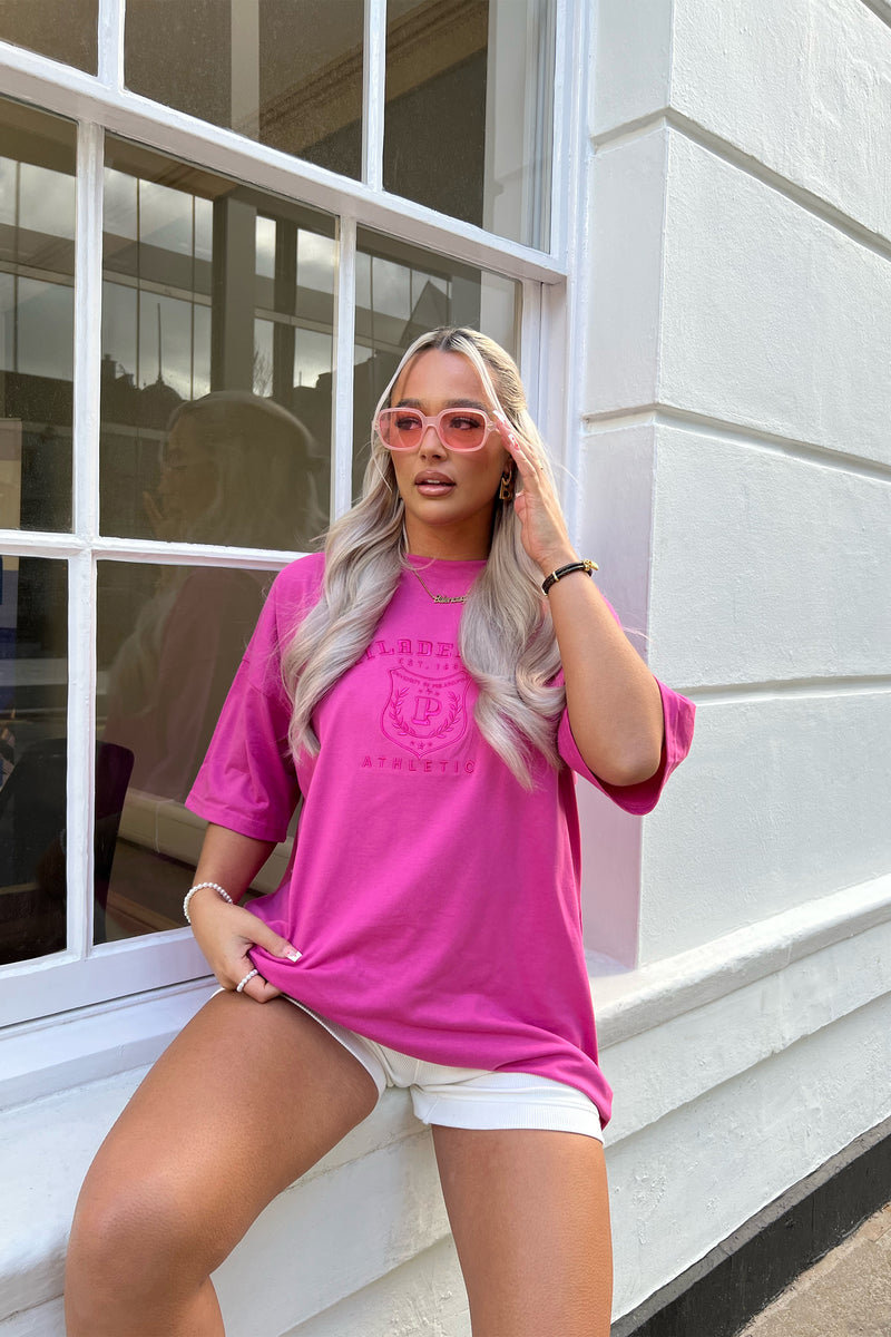 PHILADELPHIA EMBROIDERED T SHIRT DRESS MAGENTA