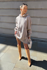 OVERSIZED SWEAT HOODIE DRESS ASH