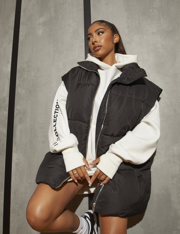 OVERSIZED TEXT HOODY ECRU