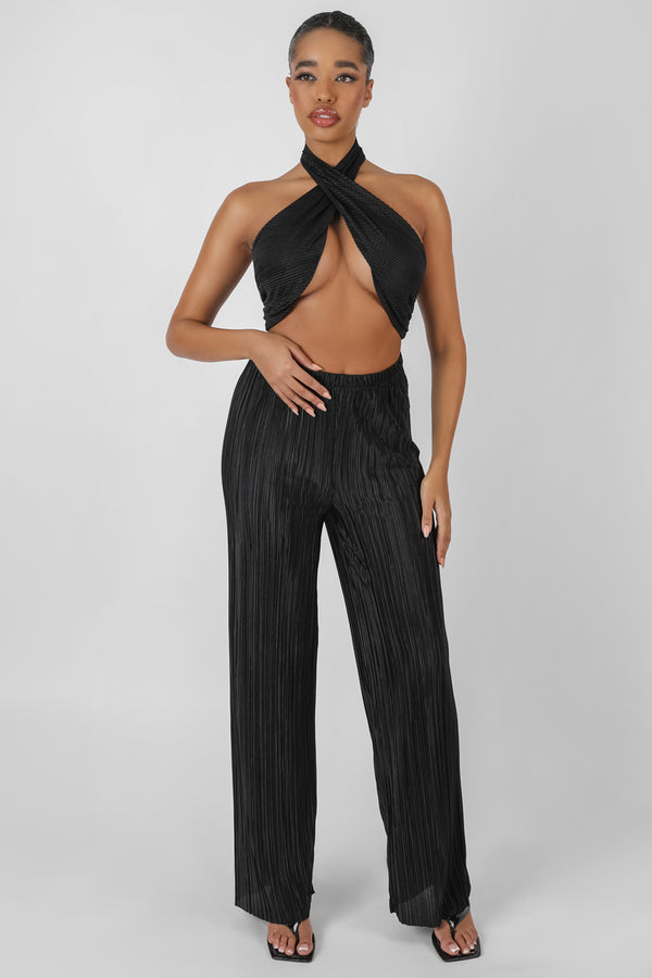 PLISSE TROUSER BLACK