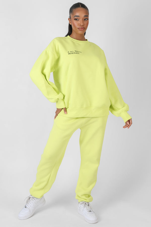 TEXT DETAIL OVERSIZED SWEAT LIME