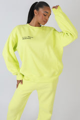 TEXT DETAIL OVERSIZED SWEAT LIME