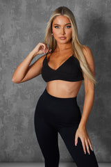 TRIANGLE RIBBED BRALET BLACK