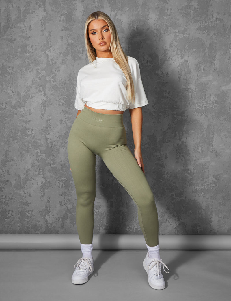 ELASTICATED WAIST CROPPED T-SHIRT WHITE