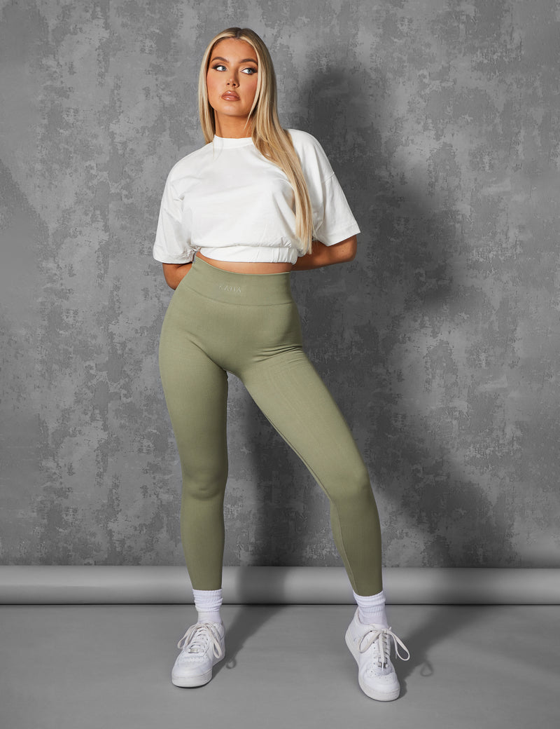 ELASTICATED WAIST CROPPED T-SHIRT WHITE