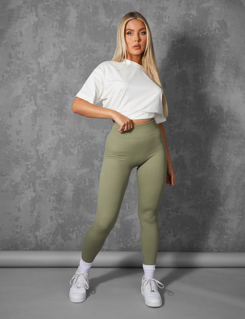 ELASTICATED WAIST CROPPED T-SHIRT WHITE