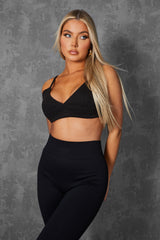 TRIANGLE RIBBED BRALET BLACK