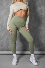 KAIIA PREMIUM RIB SEAMLESS LEGGINGS KHAKI