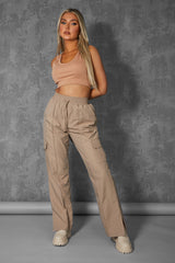 SPLIT HEM CARGO TROUSERS STONE