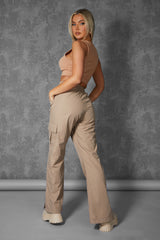 SPLIT HEM CARGO TROUSERS STONE