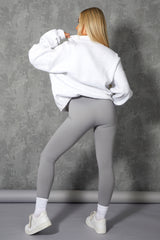 OVERSIZED HALF ZIP PULLOVER POCKET FRONT SWEATSHIRT OATMEAL MARL