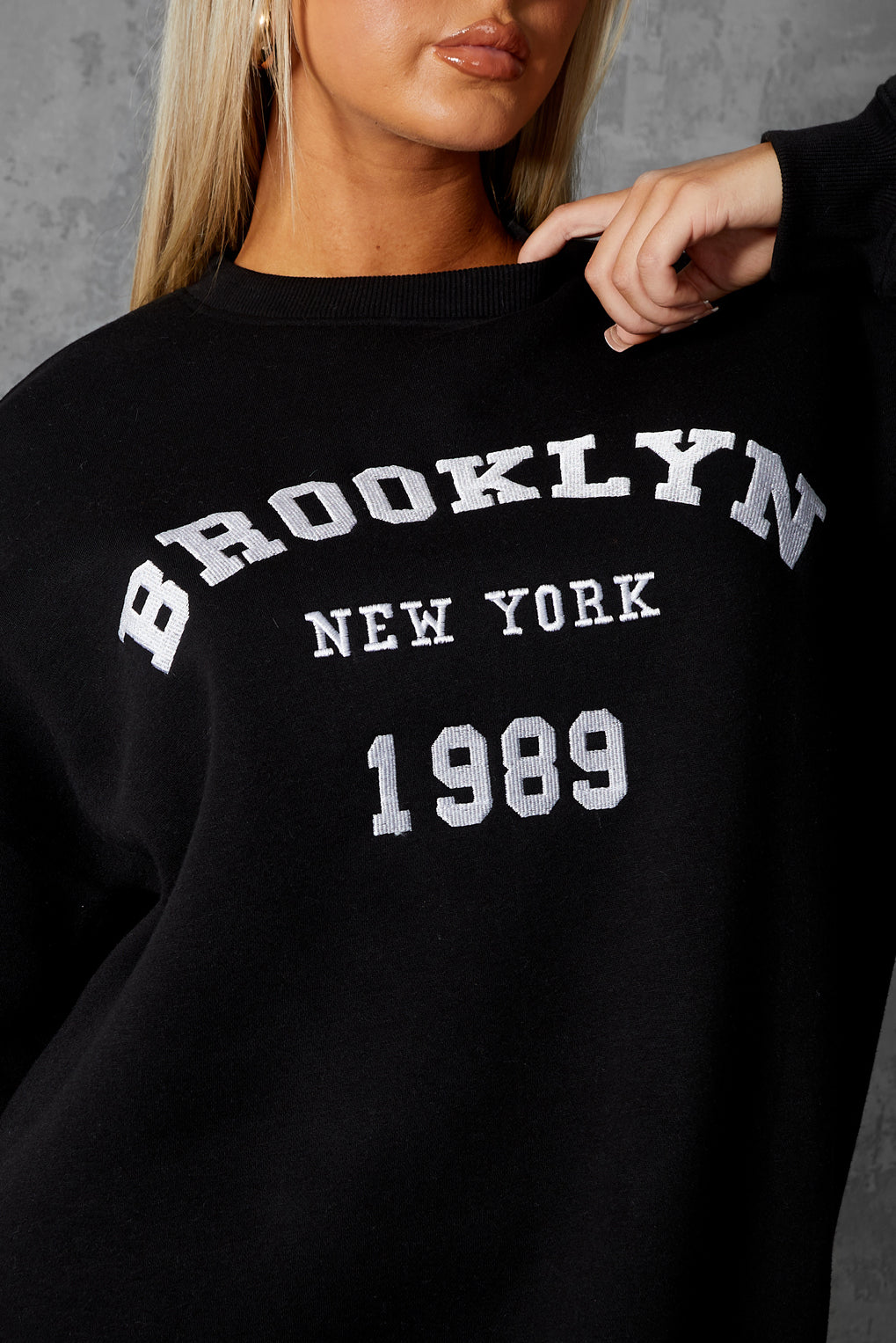 Black slogan sweatshirt shop
