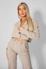 OVERSIZED BOXY CROPPED BLAZER STONE