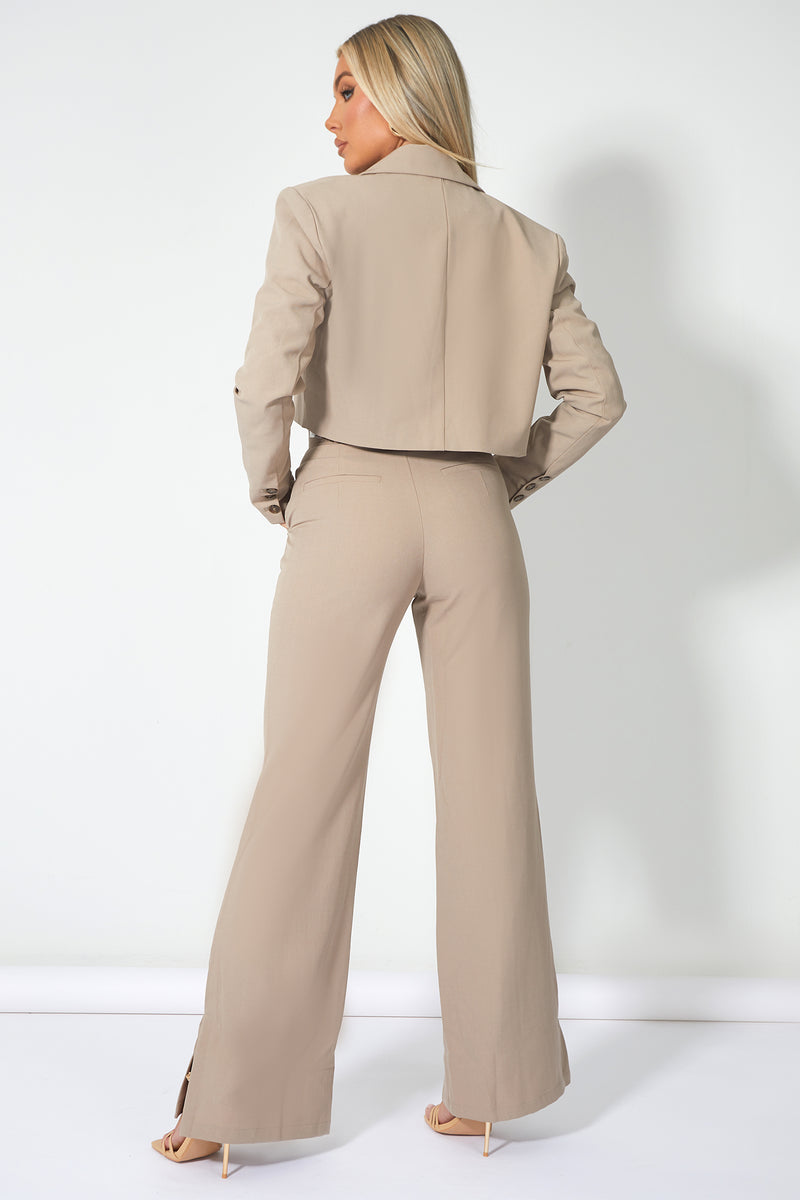 SEAM DETAIL RELAXED TROUSER STONE