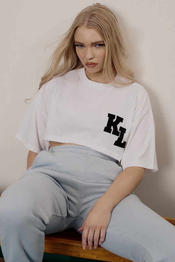 VARSITY SUPER CROPPED T-SHIRT WHITE